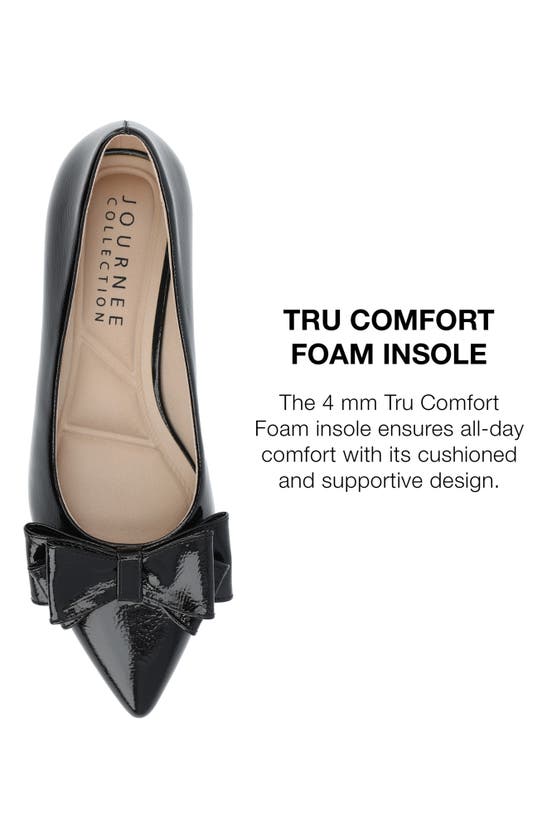 Journee Collection Ophelia Bow Pointed Toe Flat In Patent/ Black