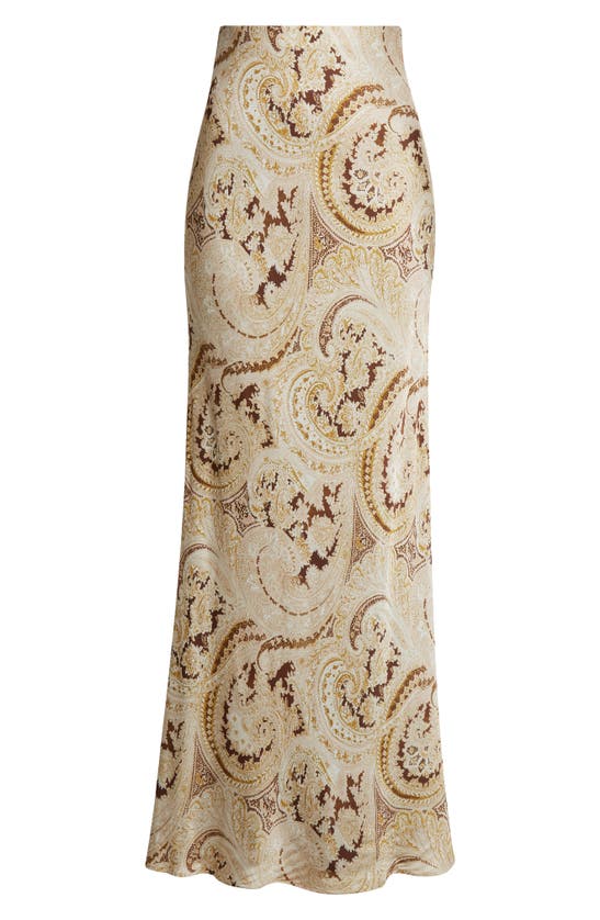 Shop L Agence Zeta Paisley Satin Maxi Skirt In Ivory Multi Boute Paisley