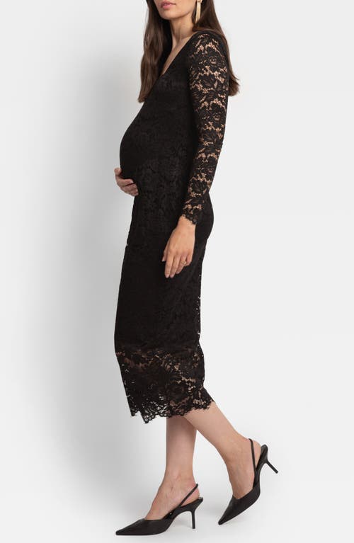 Shop Seraphine Lace Maternity Body-con Dress In Black
