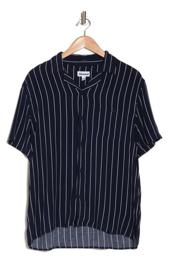 Shop Abound Pinstripe Camp Shirt In Navy-white Pin Stripe