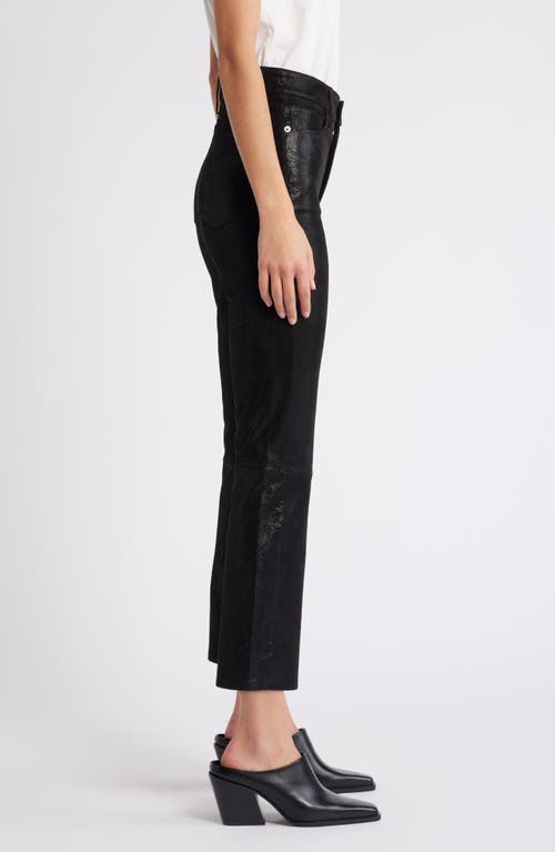 Shop Frame Le Crop Mini Bootcut Suede Pants In Black Multi