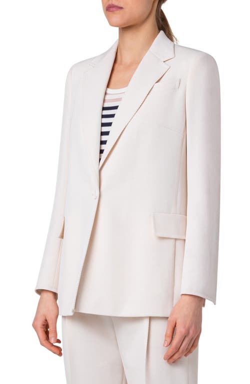 Akris Punto Wool Tricotine Boyfriend Blazer In Chalk
