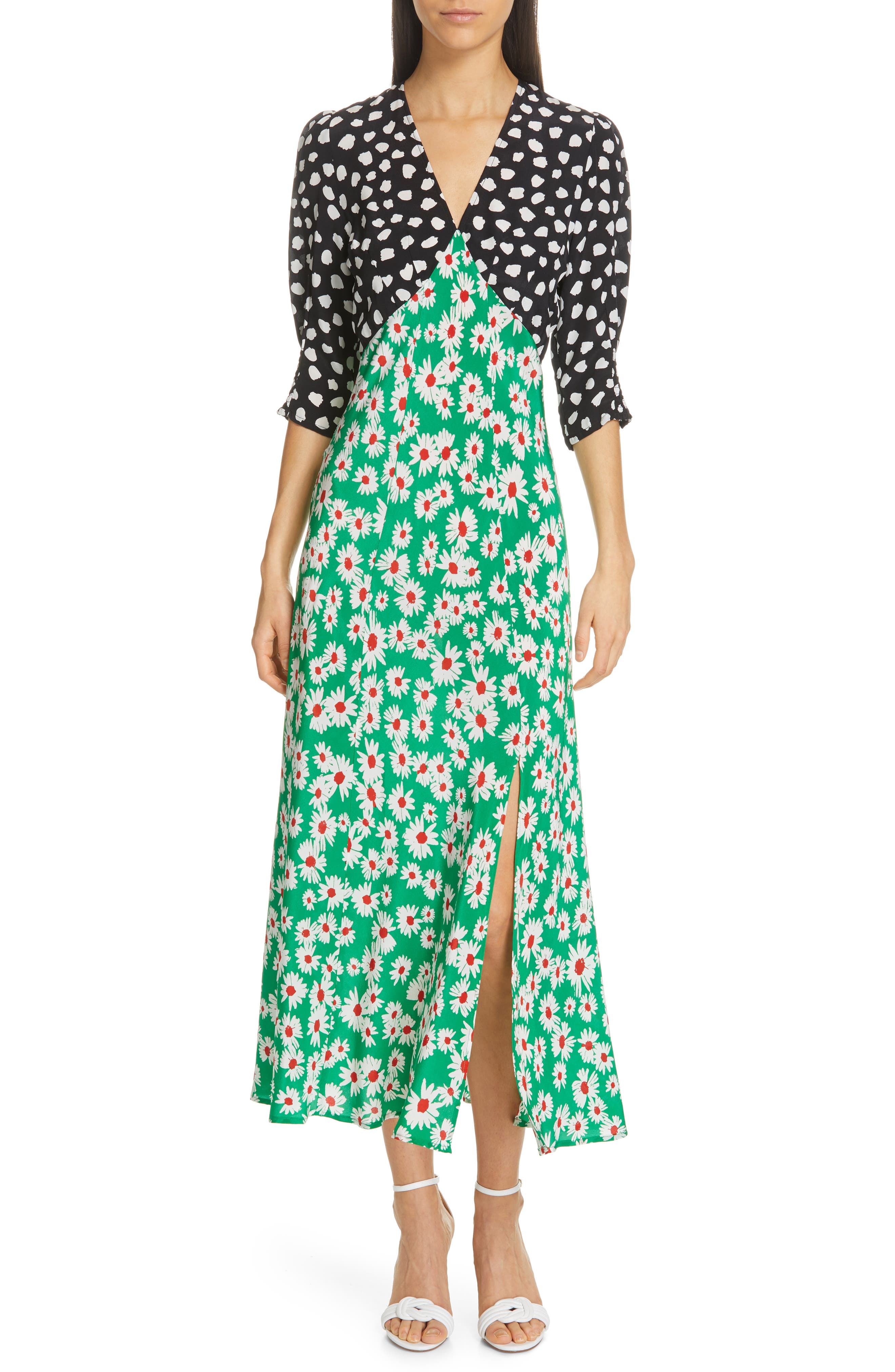 Rixo Marha Mixed Print Dress, US / 6 UK - Green