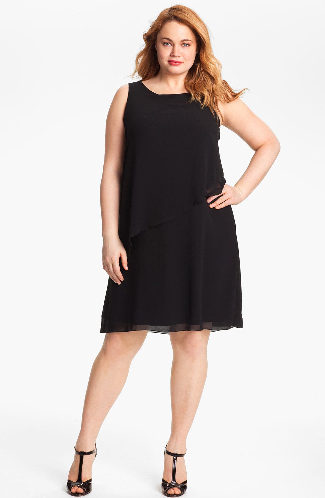 Evans Tiered Chiffon Shift Dress (Plus Size) Nordstrom