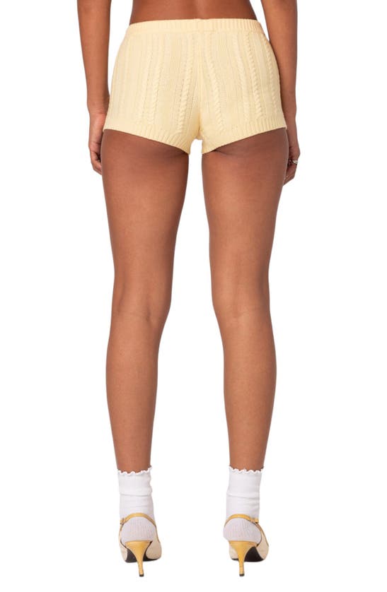 Shop Edikted Raegan Cable Stitch Shorts In Yellow