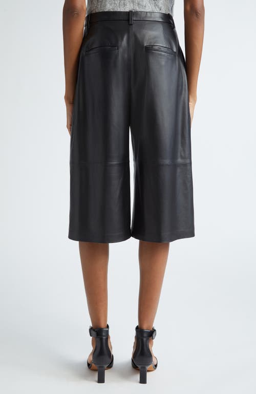 Shop Vince Leather Bermuda Shorts In Black