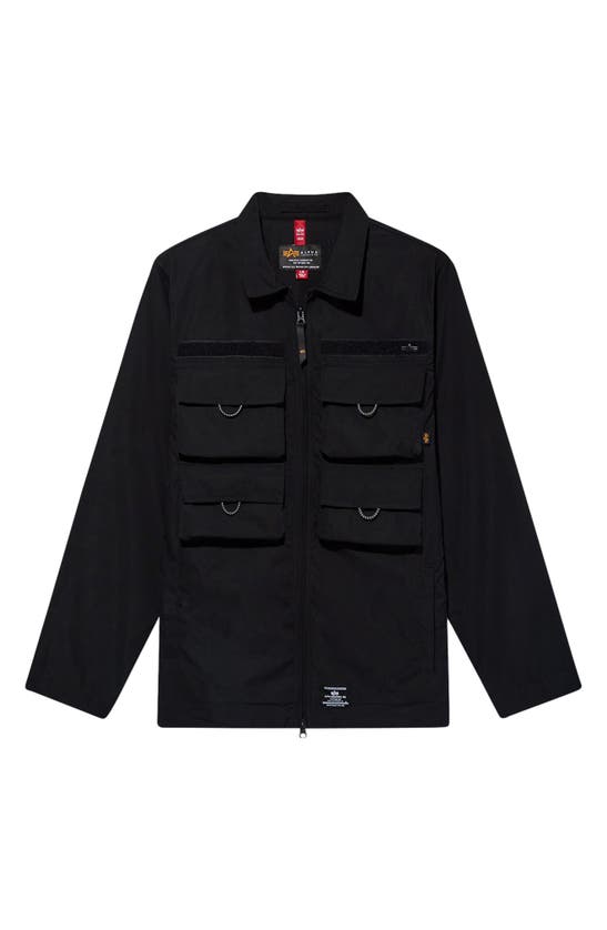 Alpha Industries Cargo Pocket Shirt Jacket In Black