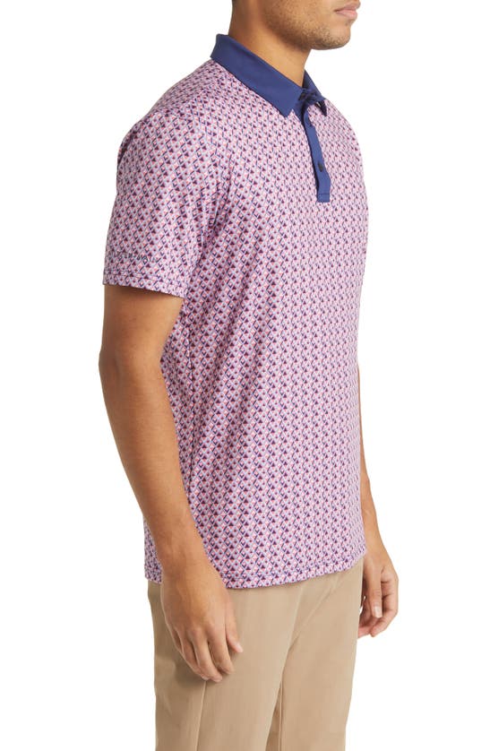 Shop Mizzen + Main Mizzen+main Versa Geometric Print Performance Golf Polo In Tea Rose Triangle Geo Print