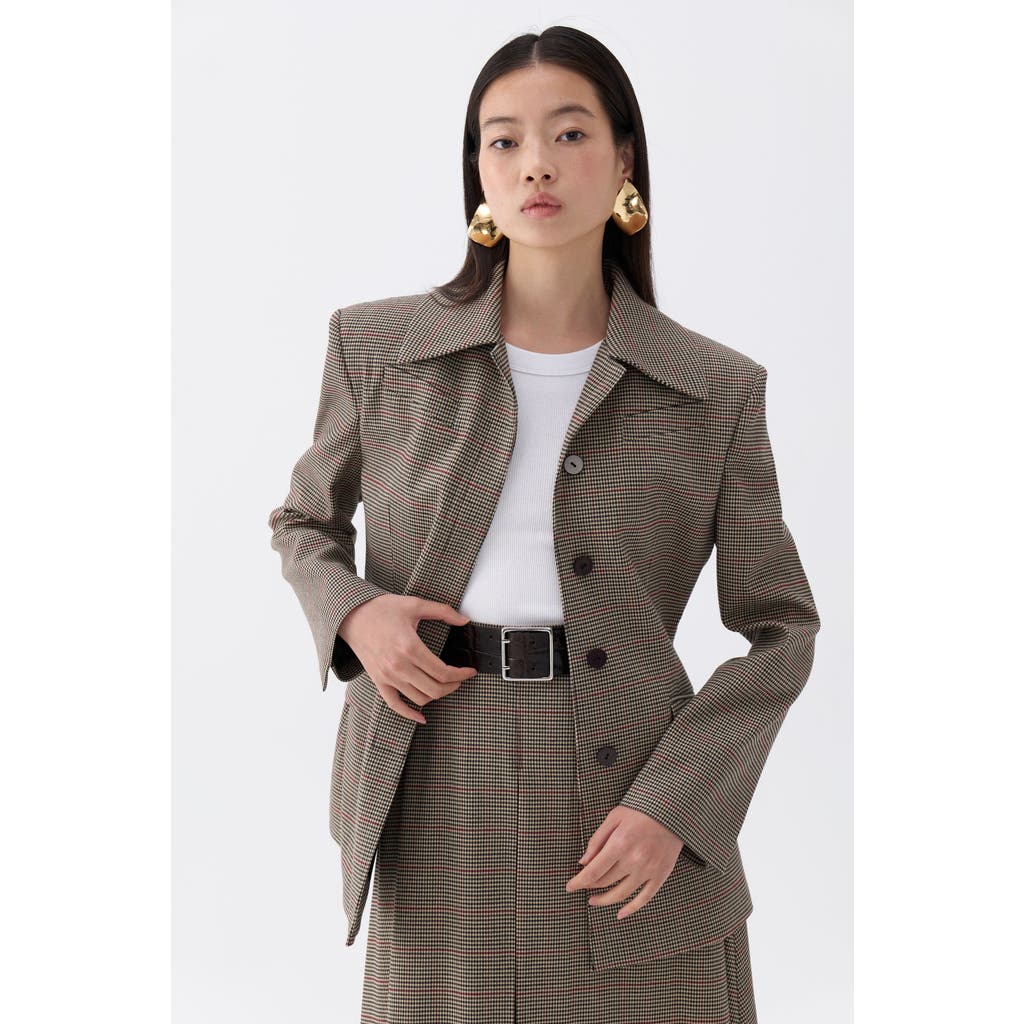 Nocturne Plaid Padded Shoulder Jacket In Multi-colored