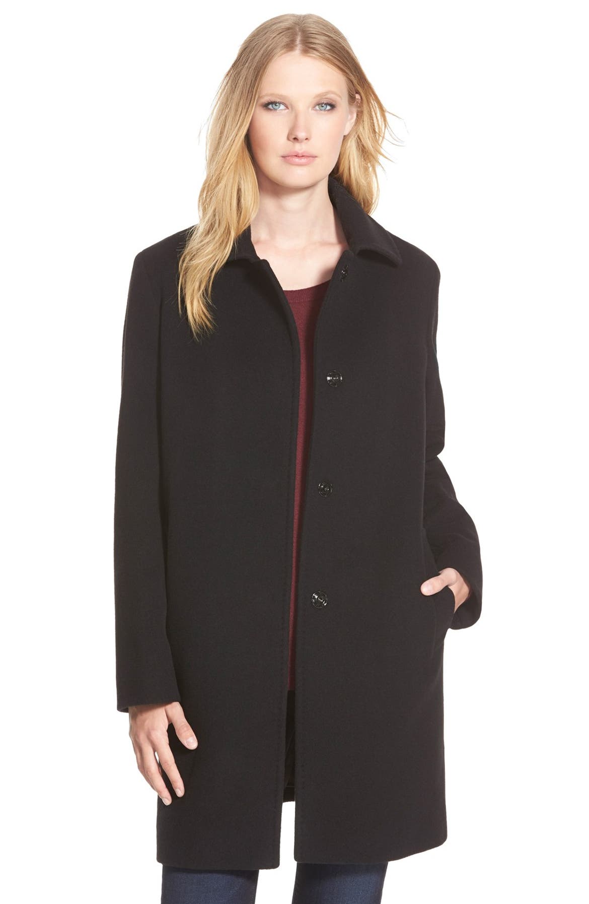 Cinzia Rocca DUE Wool Blend Shirt Collar Walking Coat (Regular & Petite ...