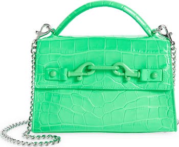 Rebecca Minkoff Lou Top Handle Croc Embossed Leather Crossbody Bag