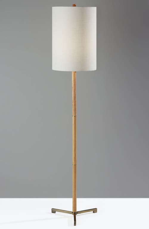 Shop Adesso Lighting Maddox Floor Lamp In Natural Wood/antique Brass