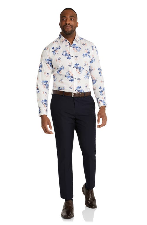 Shop Johnny Bigg William Regular Fit Floral Stretch Cotton Button-up Shirt In White/pink/blue