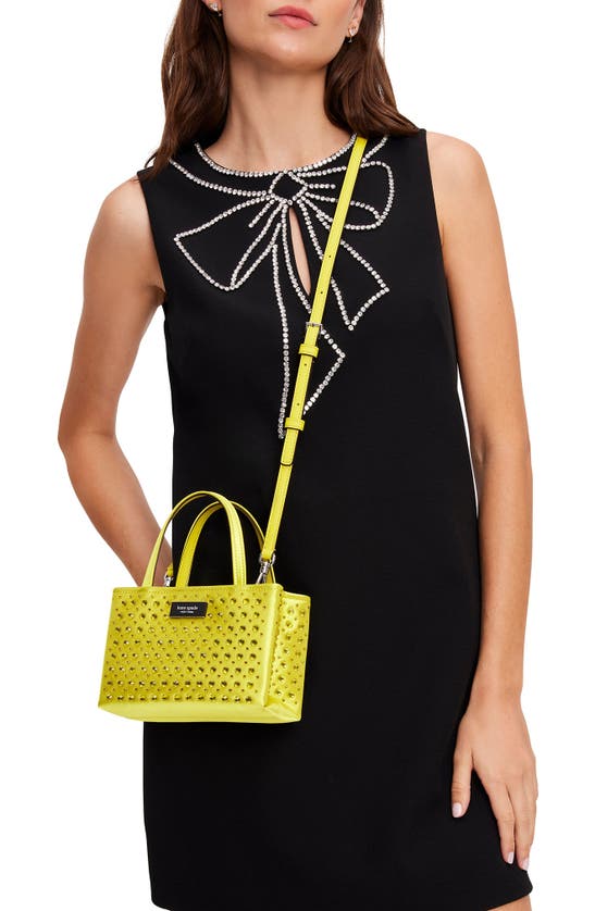Kate Spade Sam Icon Crystal Embellished Crossbody Bag In Chartreuse.