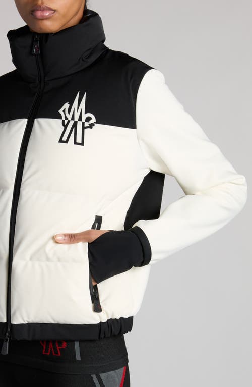 Shop Moncler Grenoble Colorblock Quilted Down & Fleece Cardigan In White