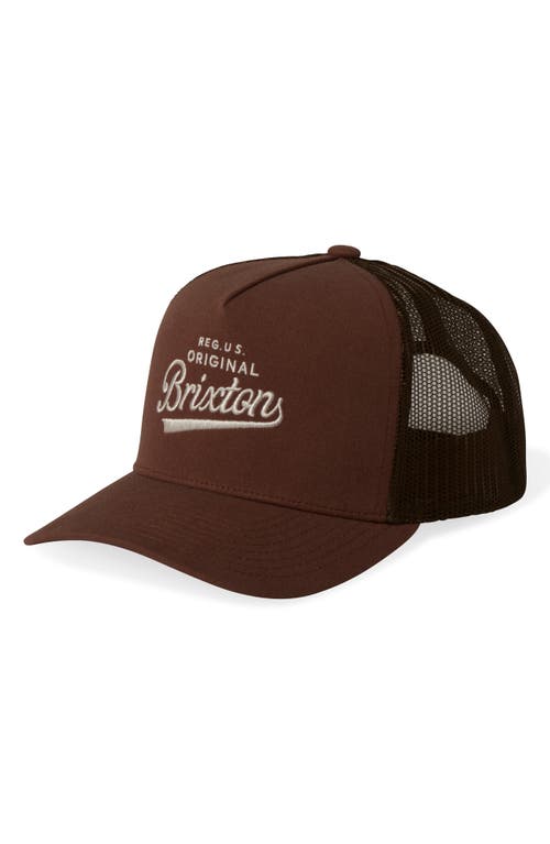 Shop Brixton Postal C Netplus Mp Trucker Hat In Sepia/sepia