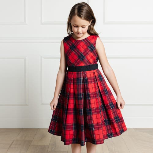 Hope & Henry Baby Girls' Pleated Party Dress, Infant In Red Holiday Plaid