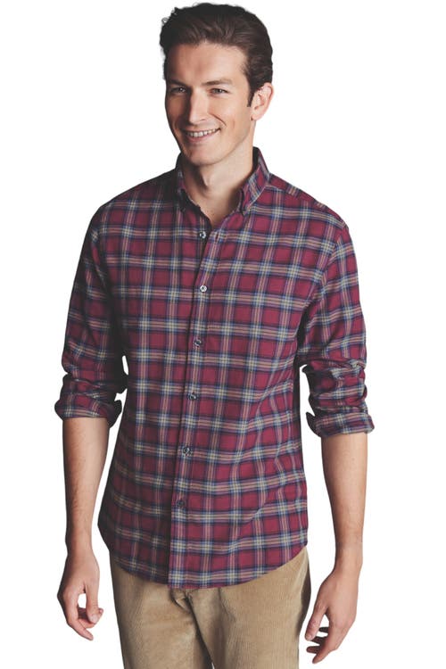 CHARLES TYRWHITT CHARLES TYRWHITT SLIM FIT BUTTON-DOWN COLLAR BRUSHED FLANNEL CHECK SHIRT 