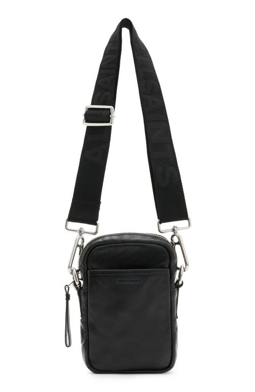 AllSaints Zumo Leather Phone Crossbody Bag in Black at Nordstrom