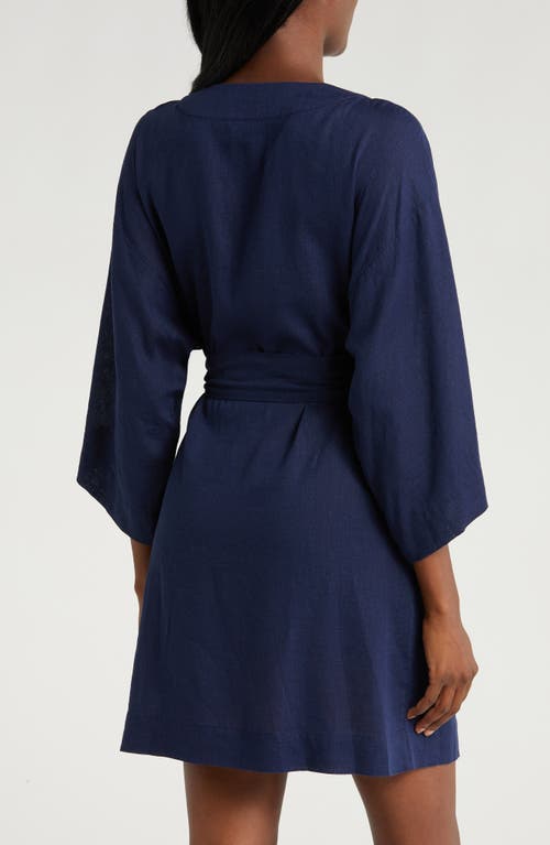 Nordstrom Vacation Linen Blend Robe In Navy Peacoat