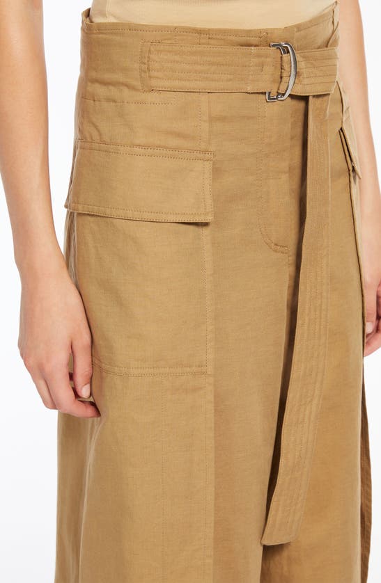 Max Mara Pinide Tie Waist Wide Leg Pants In Beige