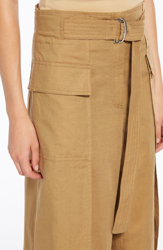 Shop Max Mara Pinide Tie Waist Wide Leg Pants In Beige