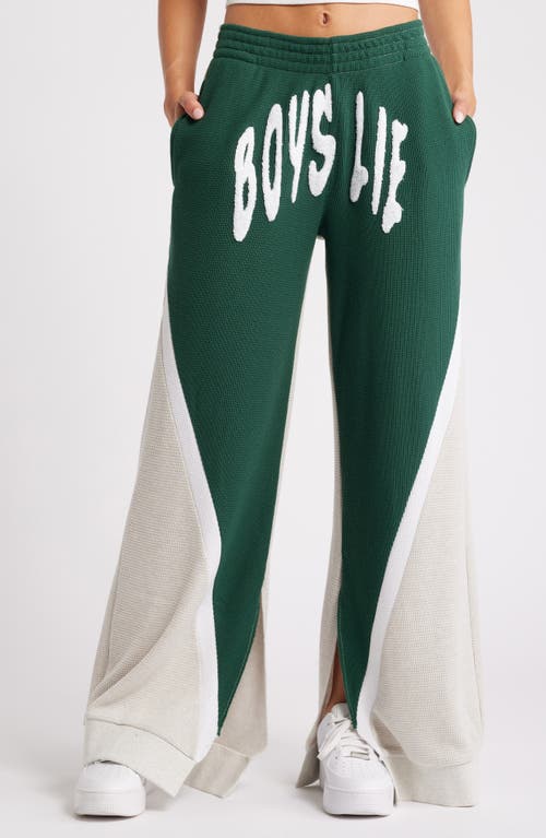 Shop Boys Lie Private School Colorblock Thermal Sweatpants In Green