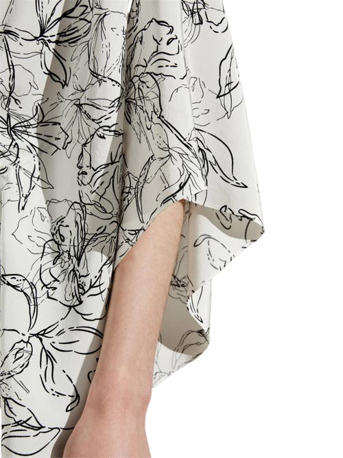Lilysilk Floral Sketch Silk Cardigan In Black-white Floral Pattern