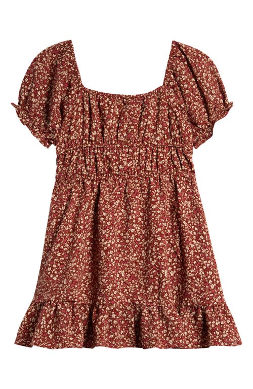 Shop Treasure & Bond Kids' Floral Puff Sleeve Dress In Rust Hills Bethany Floral