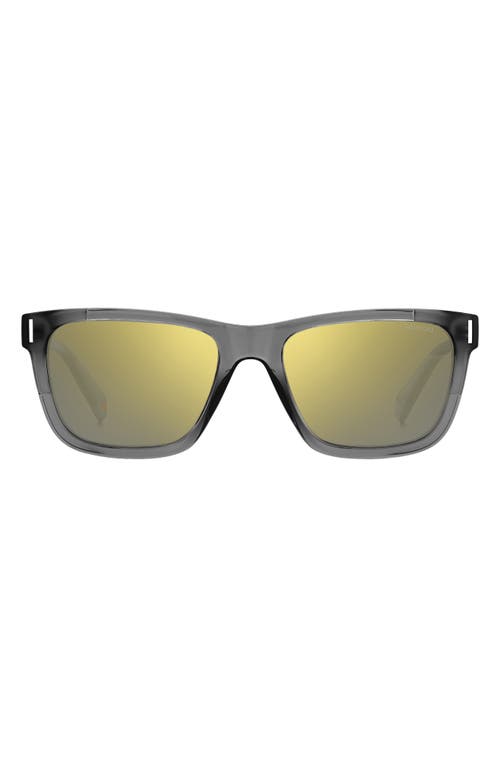 54mm Polarized Square Sunglasse in Grey/Grey Gold Multilayer