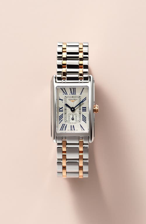 Shop Longines Dolcevita Bracelet Watch, 20.5mm X 32mm In Rose Gold/silver