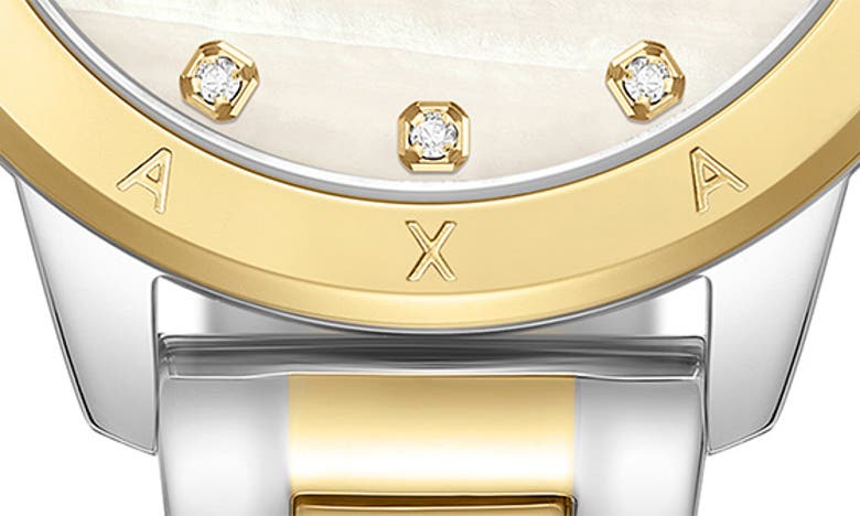 Shop Bcbg Max Azria 3-hand Quartz Crystal Embellished Two-tone Bracelet Watch, 36mm In Two Tone