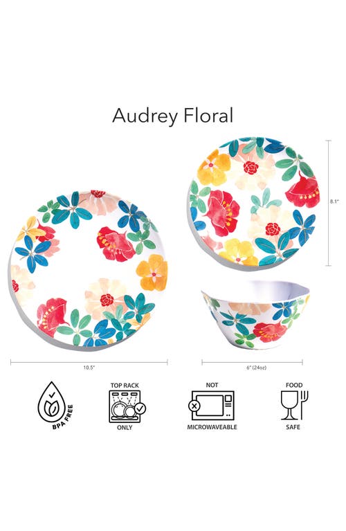 Tarhong Audrey Floral Set Of Six Melamine Cereal Bowls In White Multi