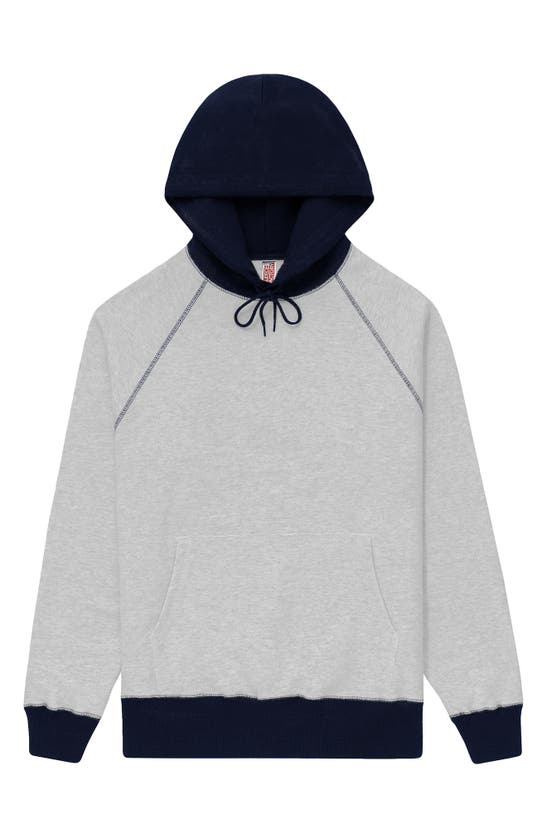 Fleece Factory Colorblock Knit Hoodie In Grey Mix/ Navy