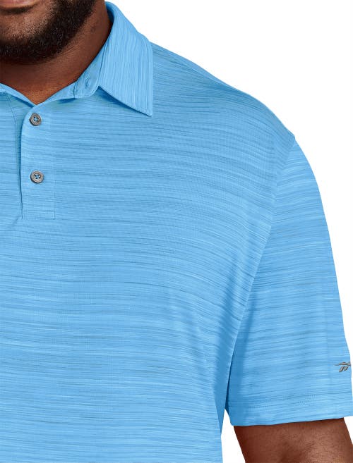 Shop Reebok Performance Space-dyed Polo Shirt In Kinetic Blue