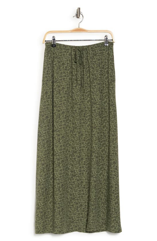 Melrose And Market Drawstring Trumpet Skirt In Olive Filled Ditsy