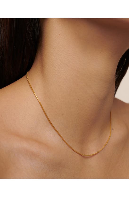 Shop Monica Vinader Thin Snake Chain Necklace In 18ct Gold Vermeil