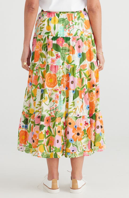 Shop Brave + True Wonderland Floral Tiered Cotton Maxi Skirt In Blossom Print