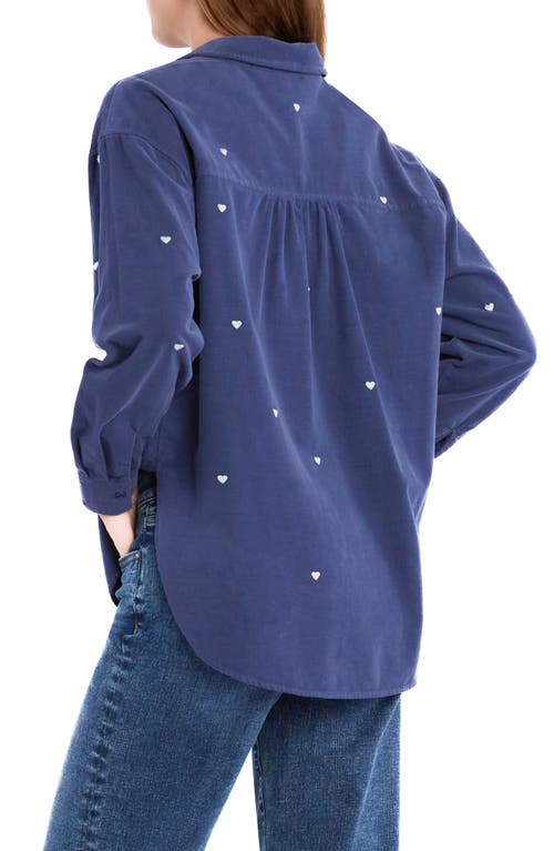Billy T Heart Embroidered Corduroy Shirt In Pretty Blue