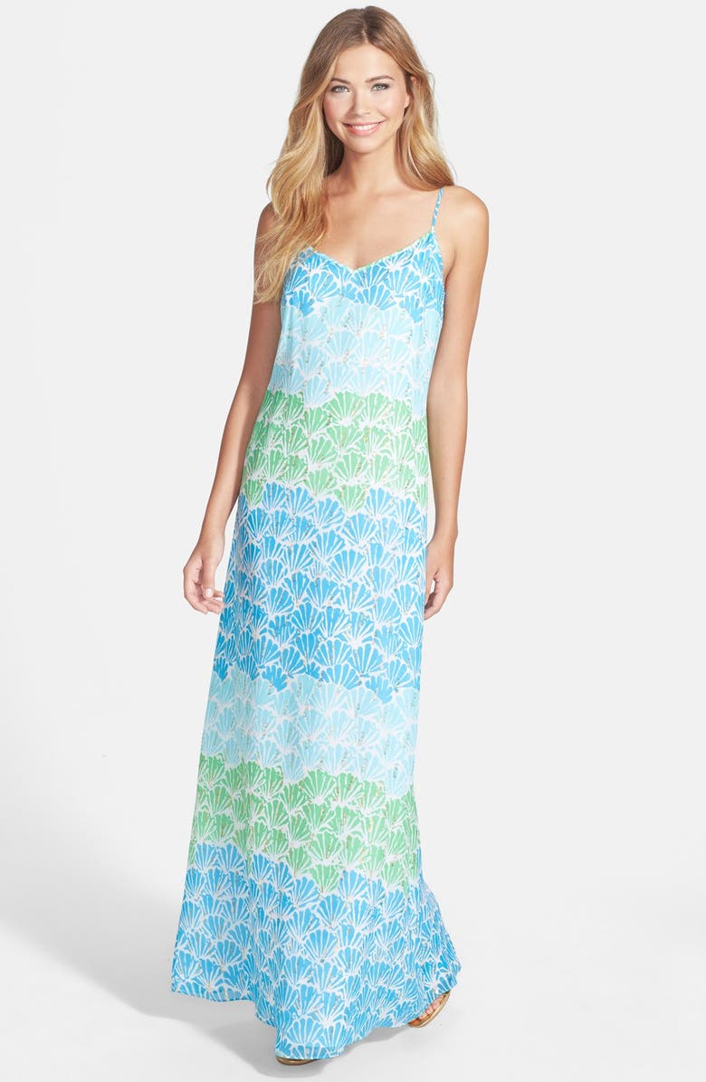 Lilly Pulitzer® Metallic Dot Print Silk Maxi Dress | Nordstrom