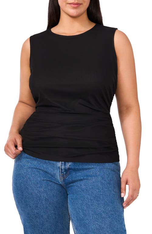 halogen(r) Sleeveless Ruched Top Rich Black at Nordstrom,