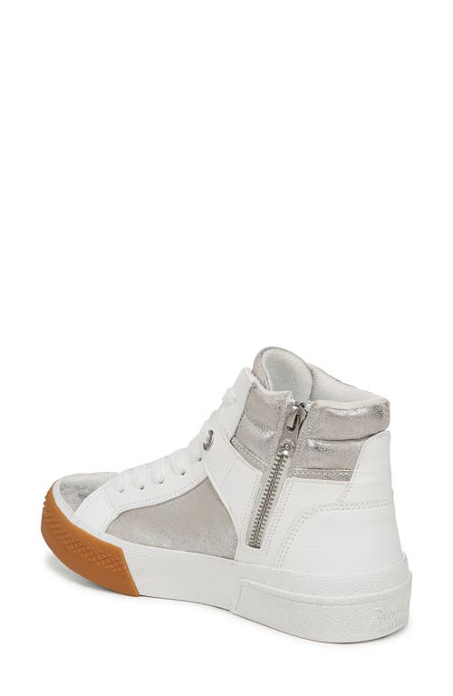 Blowfish Footwear Waverly High Top Sneaker In White Silver Faux Leather