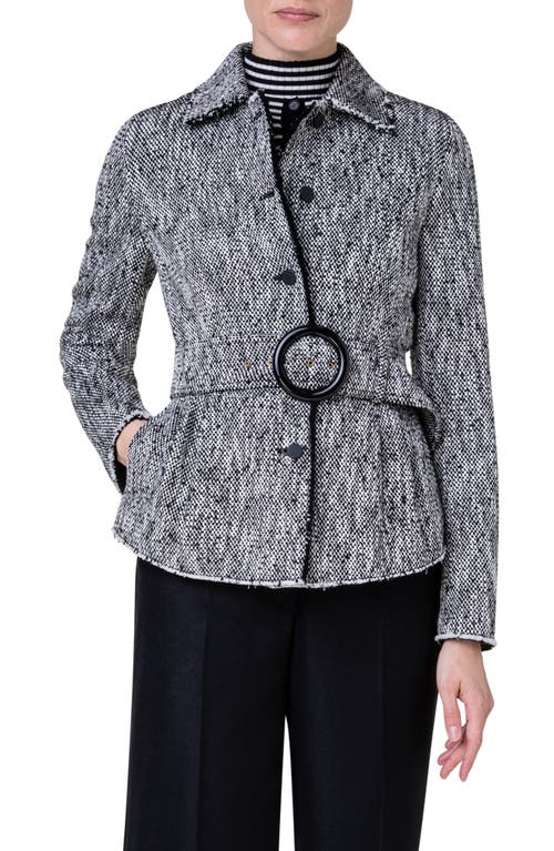 Akris punto Cotton Blend Tweed Jacket 091 Black-Cream at Nordstrom,