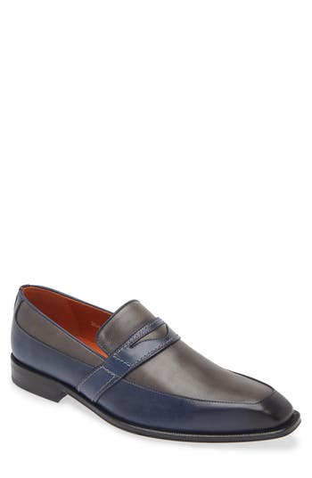 Mezlan Two-tone Leather Penny Loafer In Blue