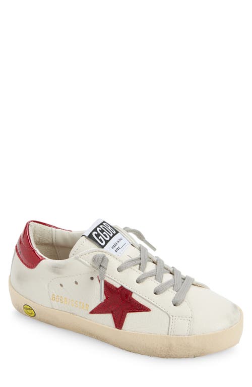 Shop Golden Goose Kids' Super-star Low Top Sneaker In White/red