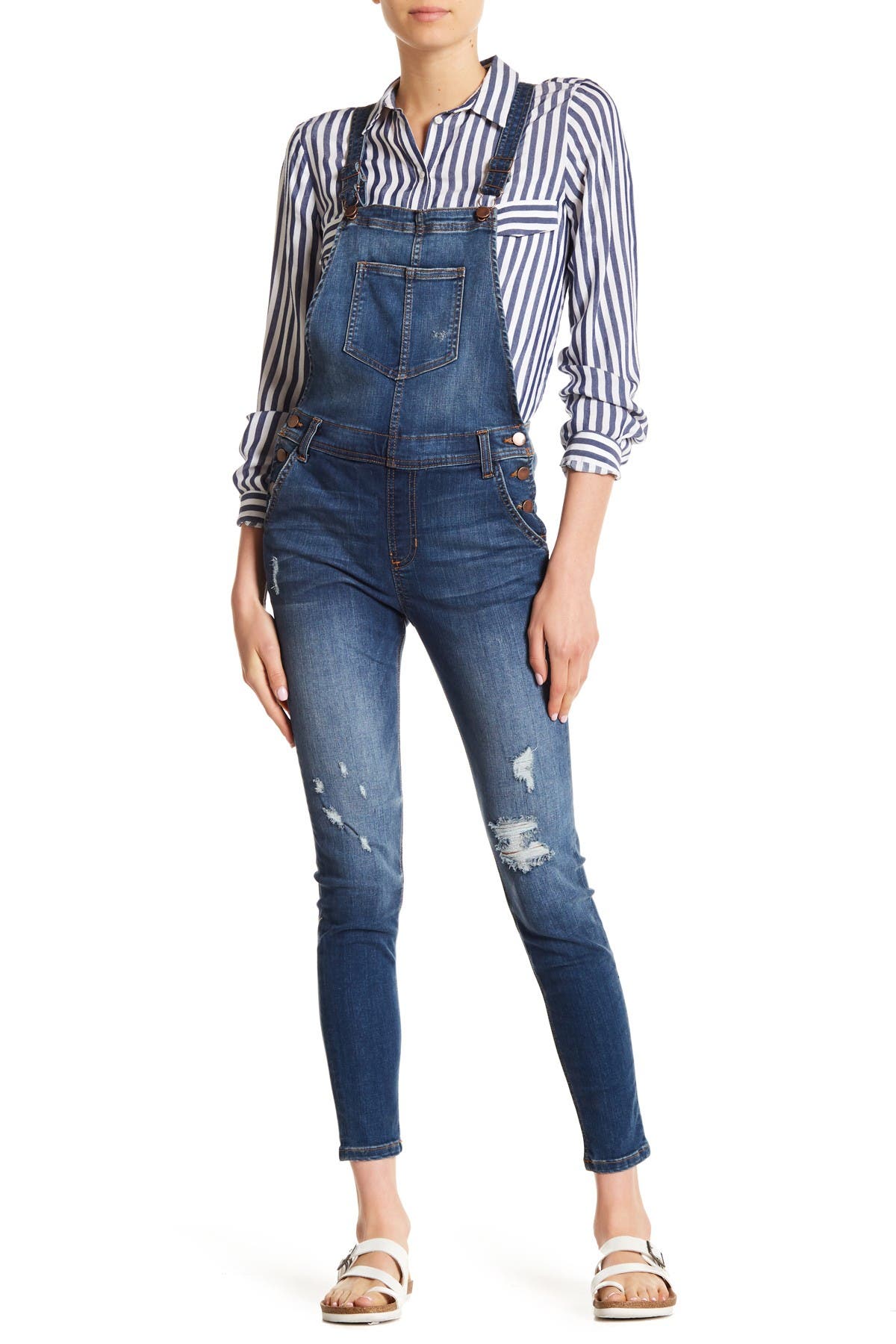 black skinny leg overalls