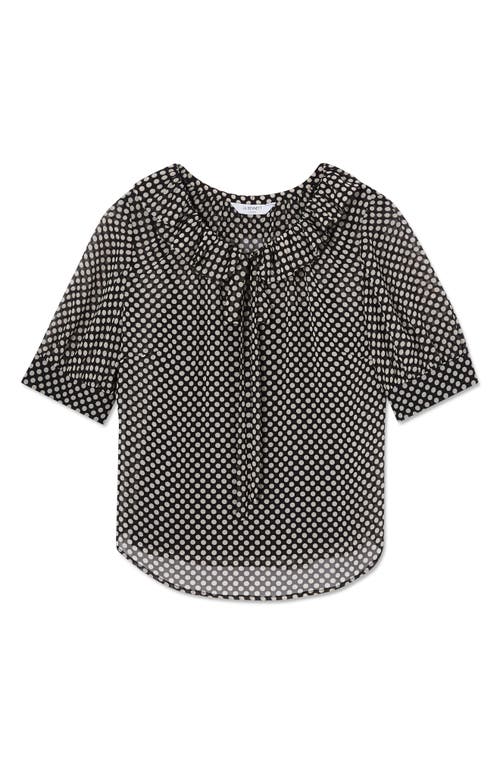 Shop Lk Bennett Coco Polka Dot Tie Neck Top In Black Multi