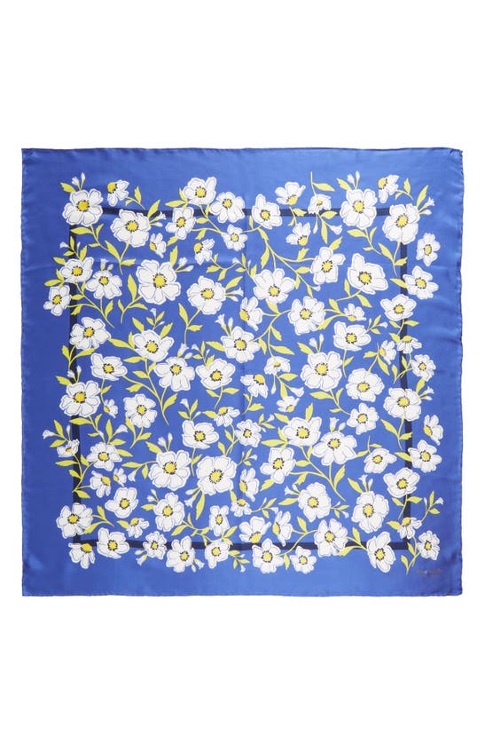 Shop Kate Spade Sunshine Floral Silk Square Scarf In Wild Blue Iris