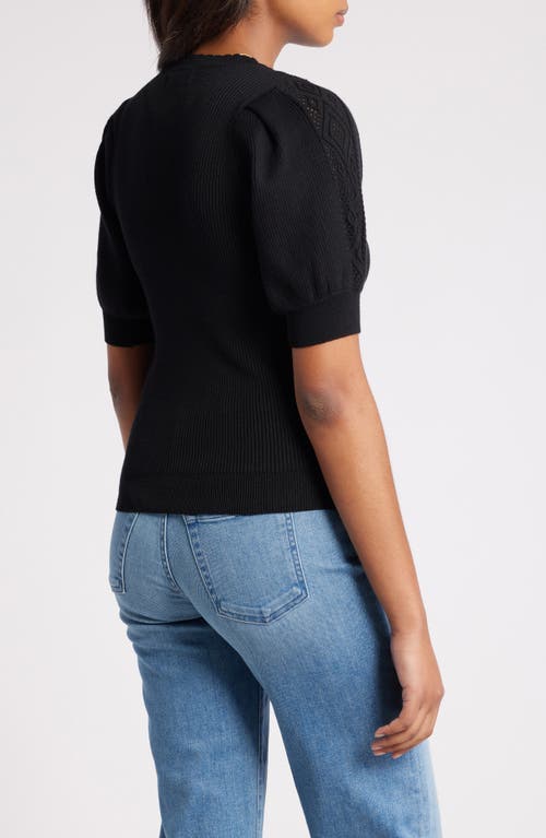 Shop Wit & Wisdom Short Sleeve Rib Sweater In Black