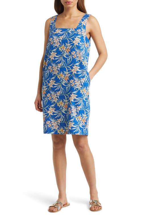 caslon(r) Floral Woven Shift Dress in Blue Tropical Floral